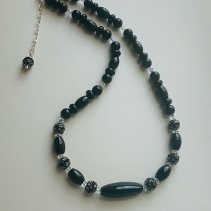 Black Onyx necklace with Swarovski crystals